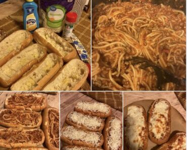 Cheesy Spaghetti Stuffed Garlic Bread Subs