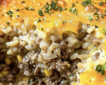 Cheesy Ground Beef Rice Casserole