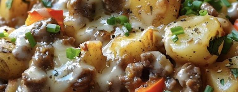 Crockpot Cheesesteak Potato Casserole