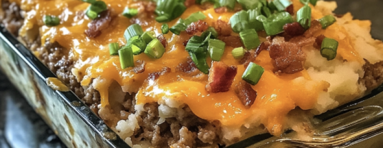 Loaded Mashed Potato Meatloaf Casserole