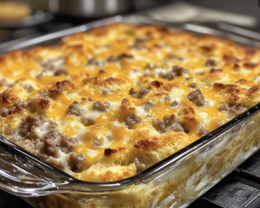 Biscuits and Gravy Hashbrown Breakfast Casserole