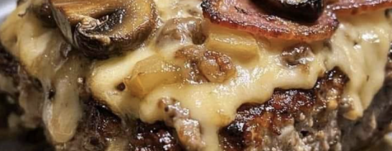 Bacon Mushroom Swiss Cheese Meatloaf