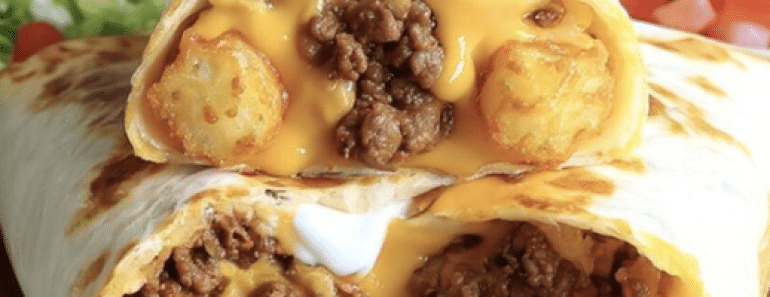 Loaded Beef & Cheese Tater Tot Burrito