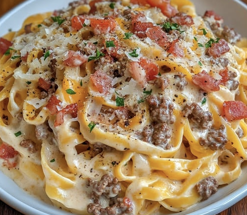 Loaded Bacon Cheeseburger Alfredo Pasta &ndash; Easy Cooking Ideas