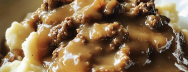 Ground Beef and Gravy over Mashed Potatoes