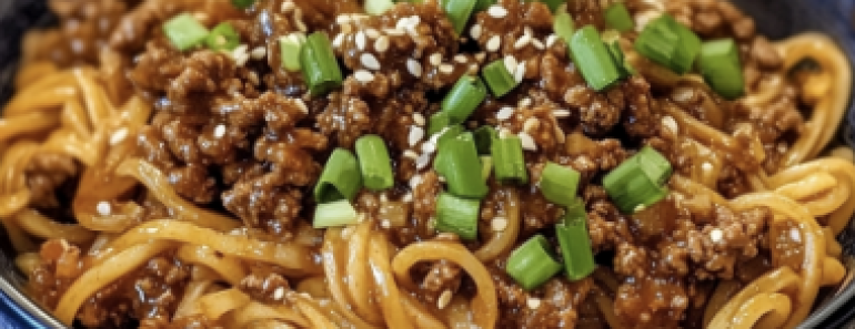 Mongolian Ground Beef Noodles