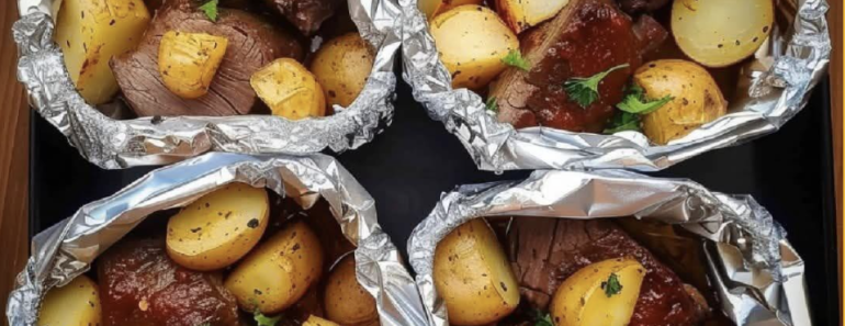 24-Garlic Steak & Potato Foil Packets