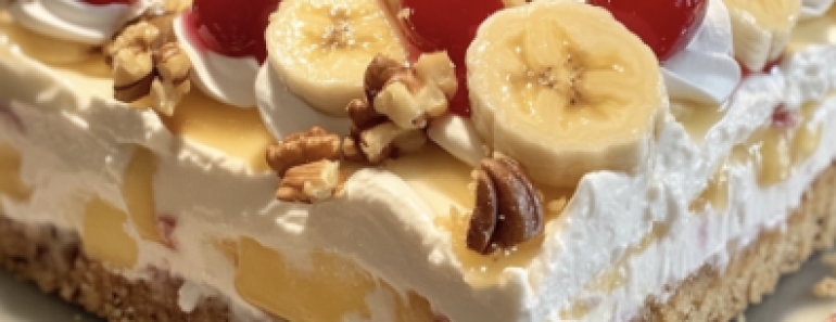 No-Bake Banana Split Cake Recipe