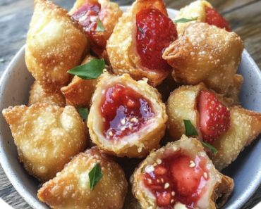 Deep-Fried Strawberry Cheesecake Stuffed Wonton Bites