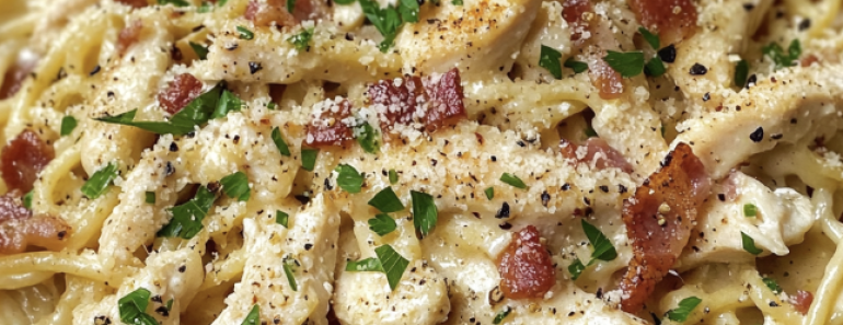 Lazy Day Chicken Carbonara Skillet