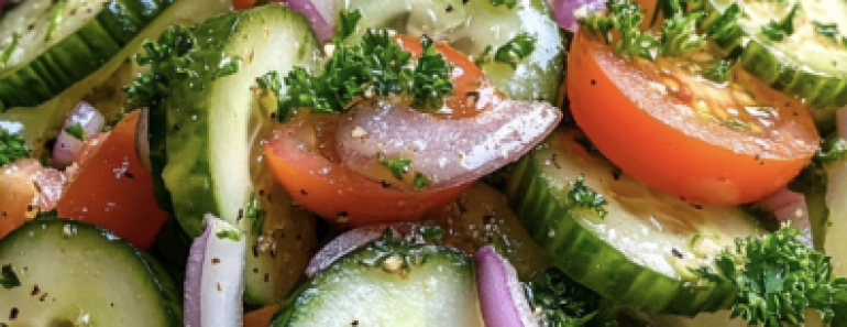 Marinated Cucumber, Onion, and Tomato Salad
