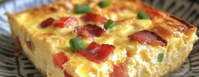 Bacon and Cheese Crustless Quiche Piece