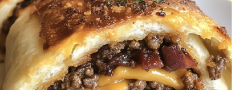 Garlic Butter Bacon Cheeseburger Rollups