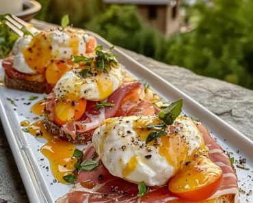 24-Cheesy Burrata Crostini with Prosciutto and Peaches 24-Cheesy Burrata Crostini with Prosciutto and Peaches