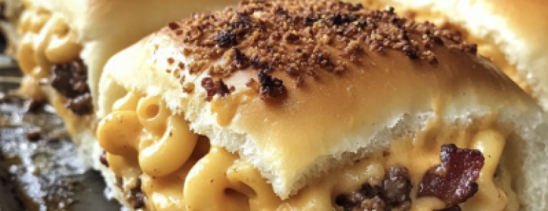 Mac & Cheese Bacon Burger Rolls