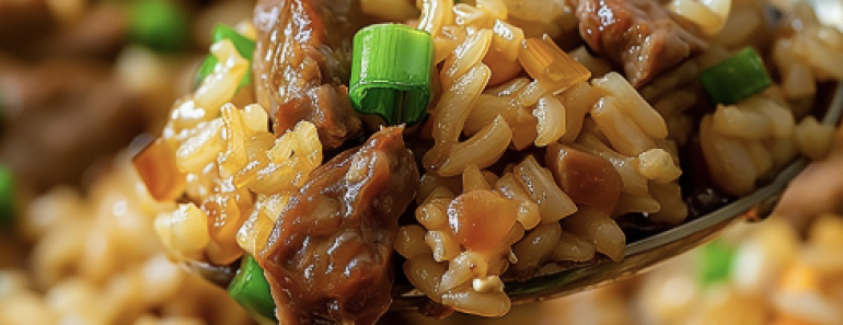 Baked Onion Beef Fried Rice