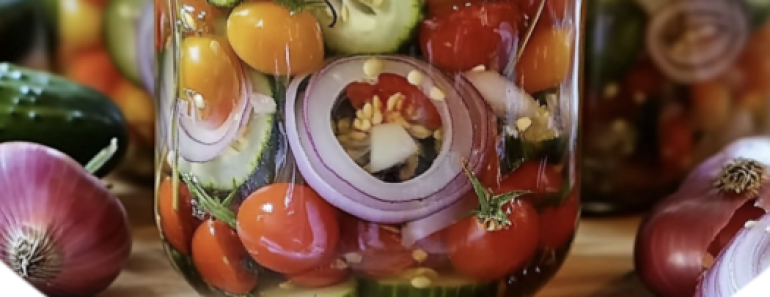 Pickled Cherry Tomatoes Red Onions Cucumbers Pickled Cherry Tomatoes Red Onions Cucumbers