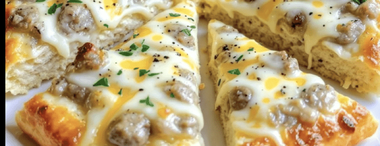 Biscuits and Sausage Gravy Breakfast Pizza