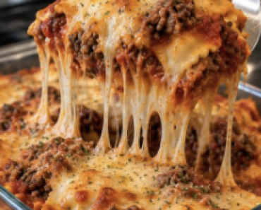 Cheesy Beef Ravioli Bake