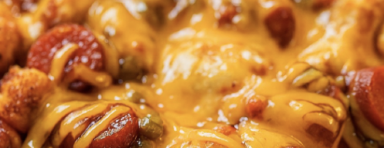 Cheesy Hot Dog Tater Tot Casserole