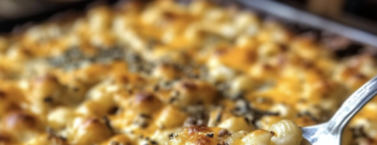 Beefy Mac Cheese Bake