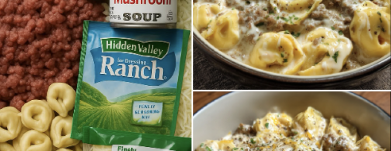 Slow Cooker Creamy Ranch Beef Tortellini