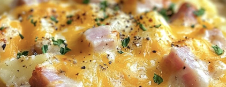 Slow Cooker Cheesy Ham Scalloped Potato Casserole