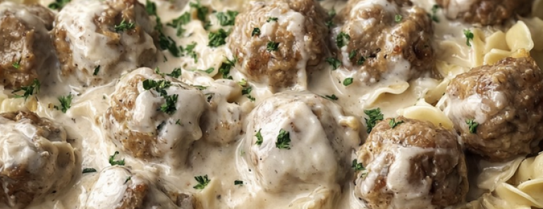 Crockpot Swedish Meatball Pasta