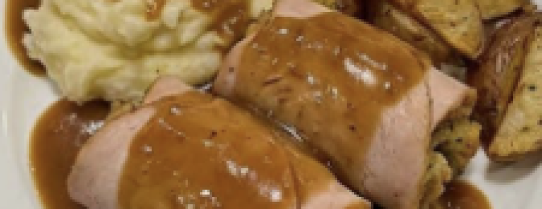 Turkey Stuffing Rolls Gravy Potatoes