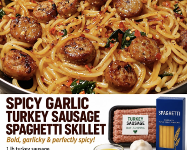 Spicy Garlic Turkey Sausage Spaghetti Skillet