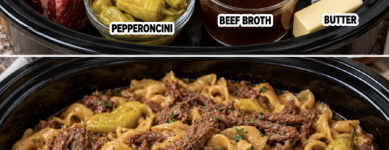 Crockpot Mississippi Beef Noodles